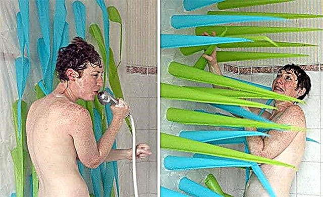 The "prickly" shower curtain helps save water!